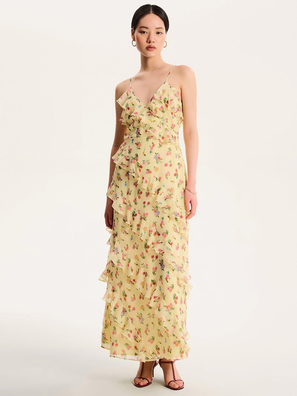 Product image 1 of 5, which shows OMNES Missy Floral Ruffle Dress, Yellow/Multi, 6
