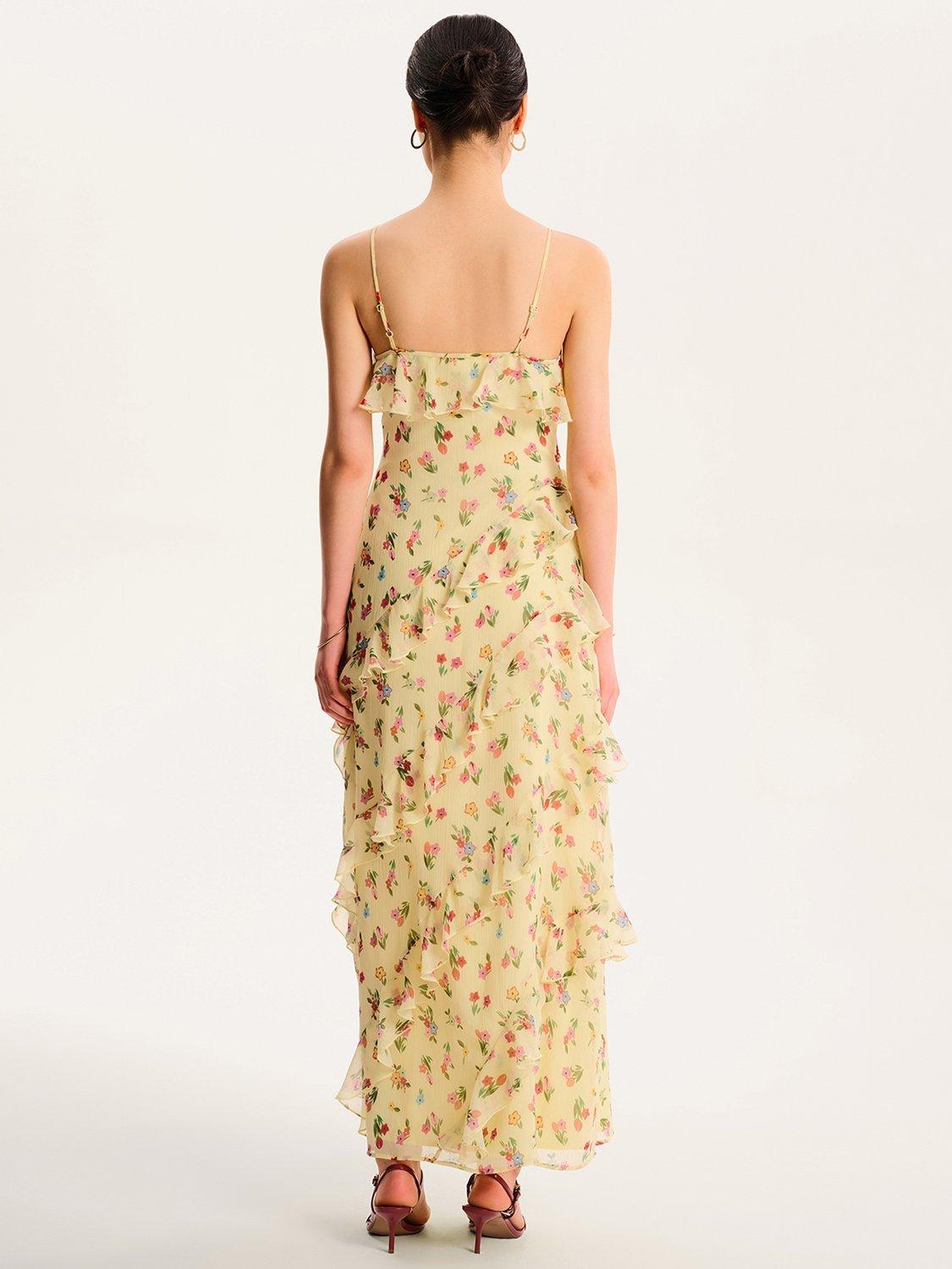 Product image 3 of 5, which shows OMNES Missy Floral Ruffle Dress, Yellow/Multi, 6
