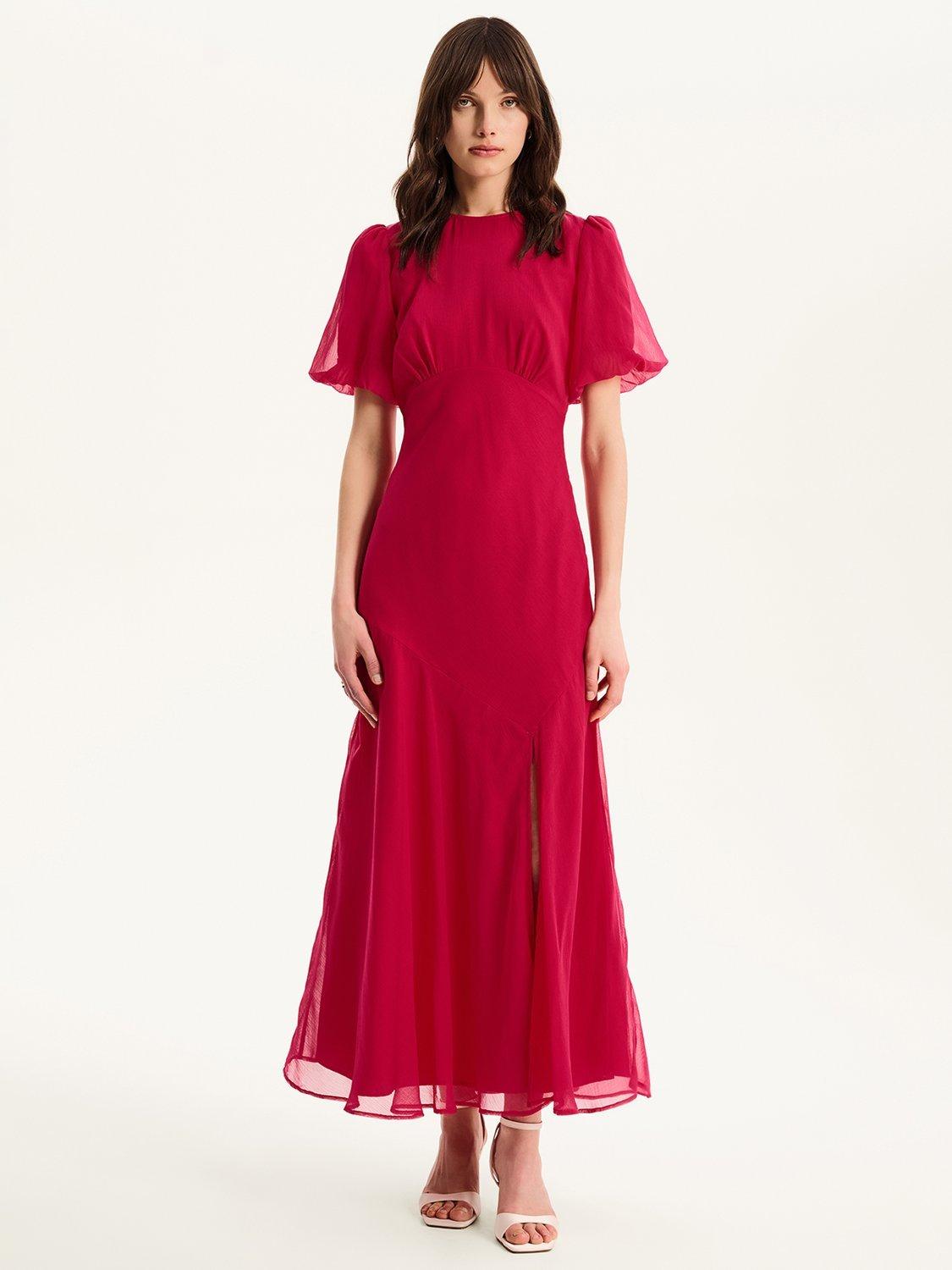 Product image 1 of 5, which shows OMNES Nola Chiffon Maxi Dress, Magenta, 4