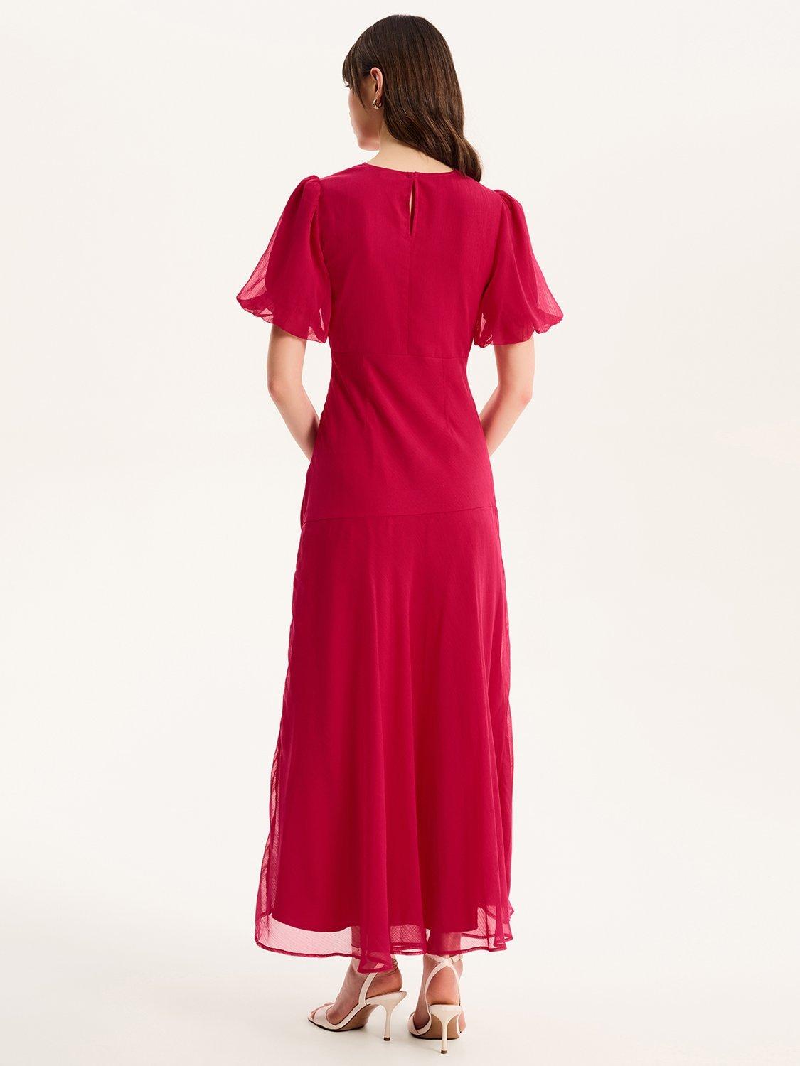 Product image 3 of 5, which shows OMNES Nola Chiffon Maxi Dress, Magenta, 4