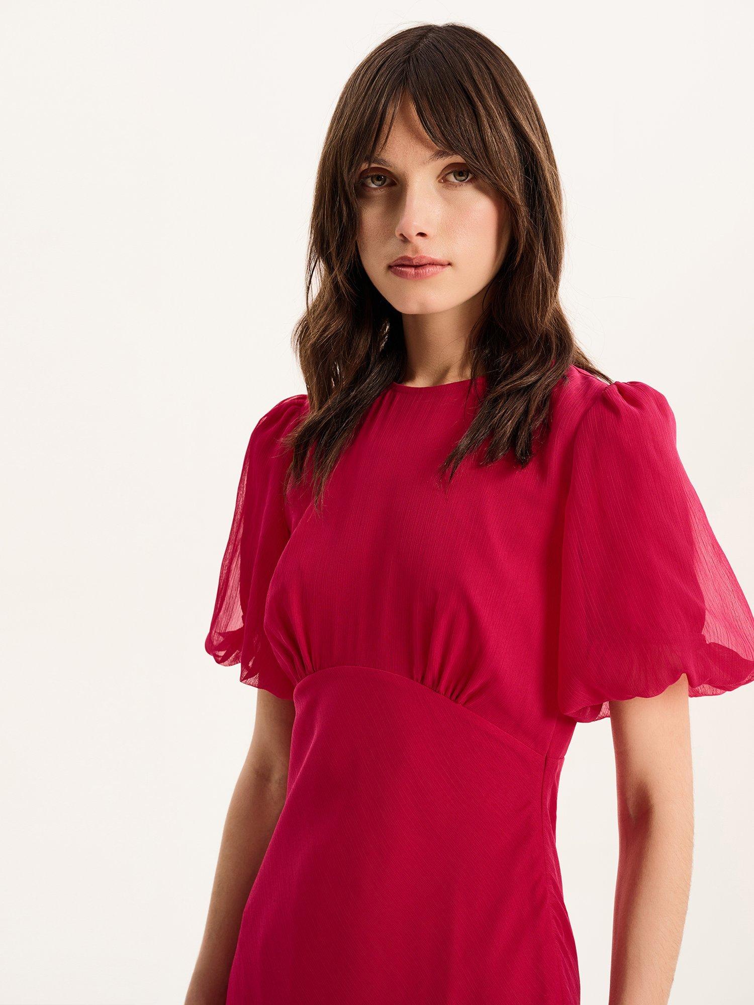 Product image 4 of 5, which shows OMNES Nola Chiffon Maxi Dress, Magenta, 4