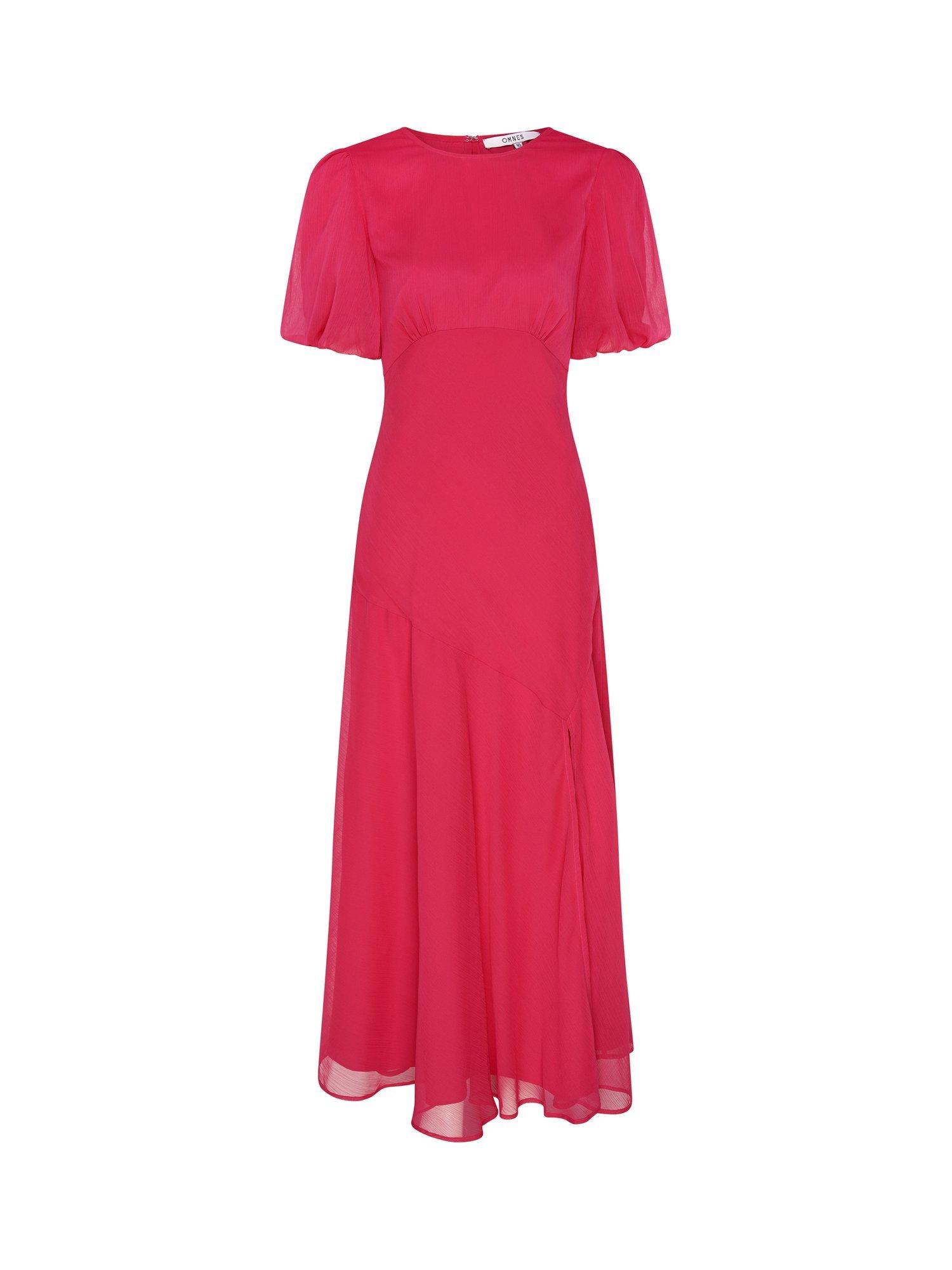 Product image 5 of 5, which shows OMNES Nola Chiffon Maxi Dress, Magenta, 4