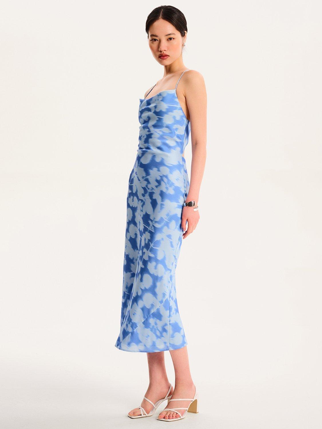 Product image 2 of 5, which shows OMNES Riviera Blurred Floral Dress, Light Blue, 4