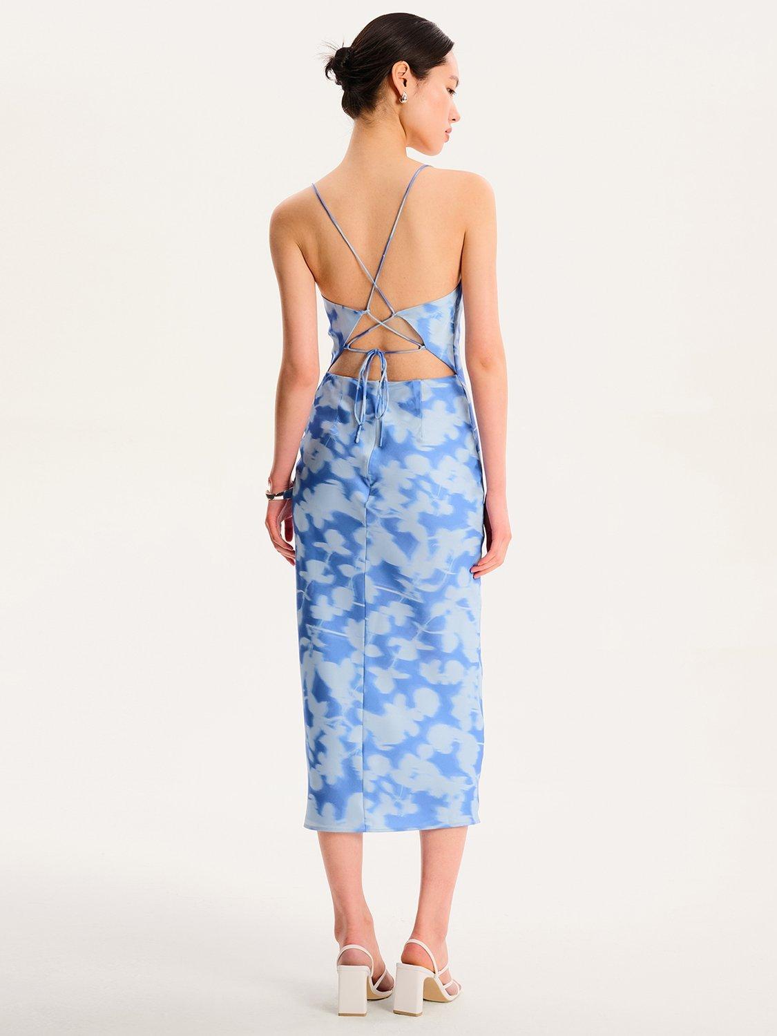Product image 3 of 5, which shows OMNES Riviera Blurred Floral Dress, Light Blue, 4