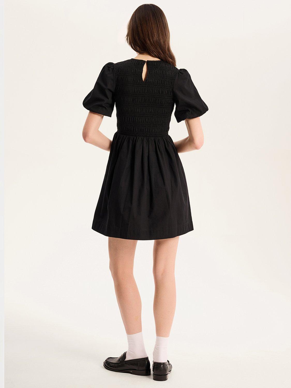 Product image 3 of 5, which shows OMNES Terri Shirred Mini Dress, Black, 6