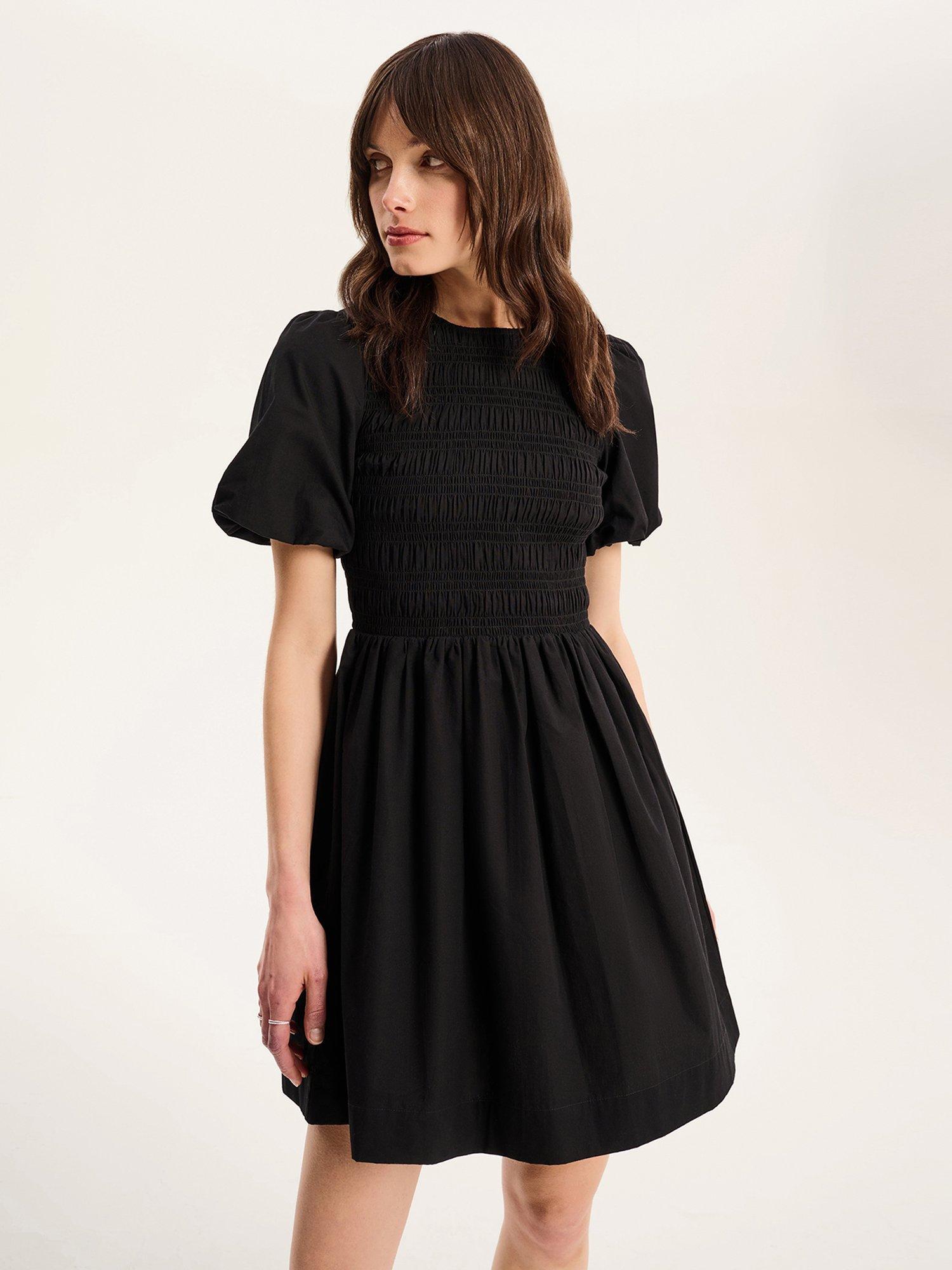 Product image 4 of 5, which shows OMNES Terri Shirred Mini Dress, Black, 6