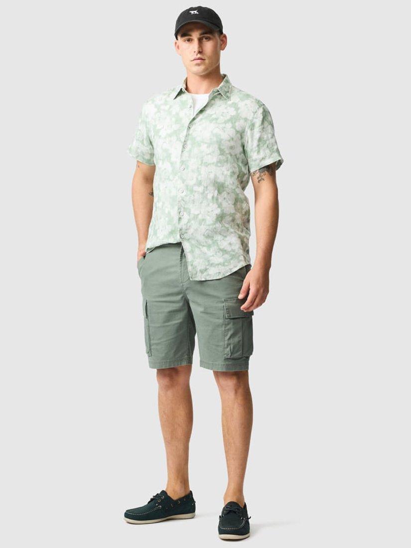 Product image 2 of 7, which shows Rodd & Gunn Springflat Floral Linen Slim Fit Short Sleeve Shirt, Pistachio, XL