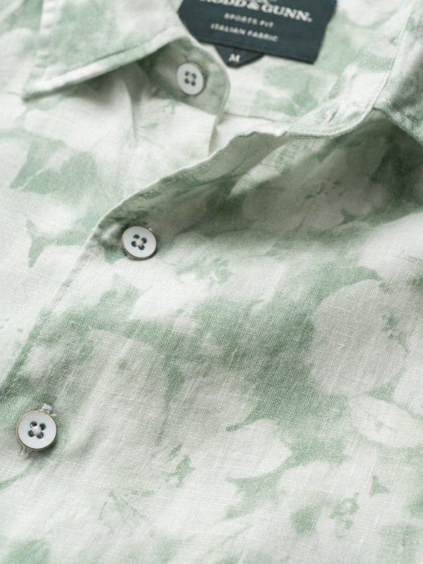 Product image 6 of 7, which shows Rodd & Gunn Springflat Floral Linen Slim Fit Short Sleeve Shirt, Pistachio, XL