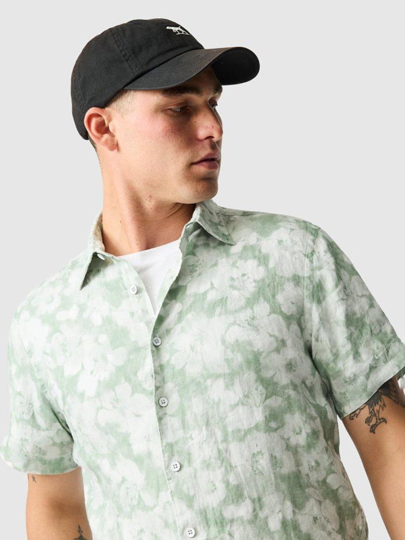 Product image 7 of 7, which shows Rodd & Gunn Springflat Floral Linen Slim Fit Short Sleeve Shirt, Pistachio, XL