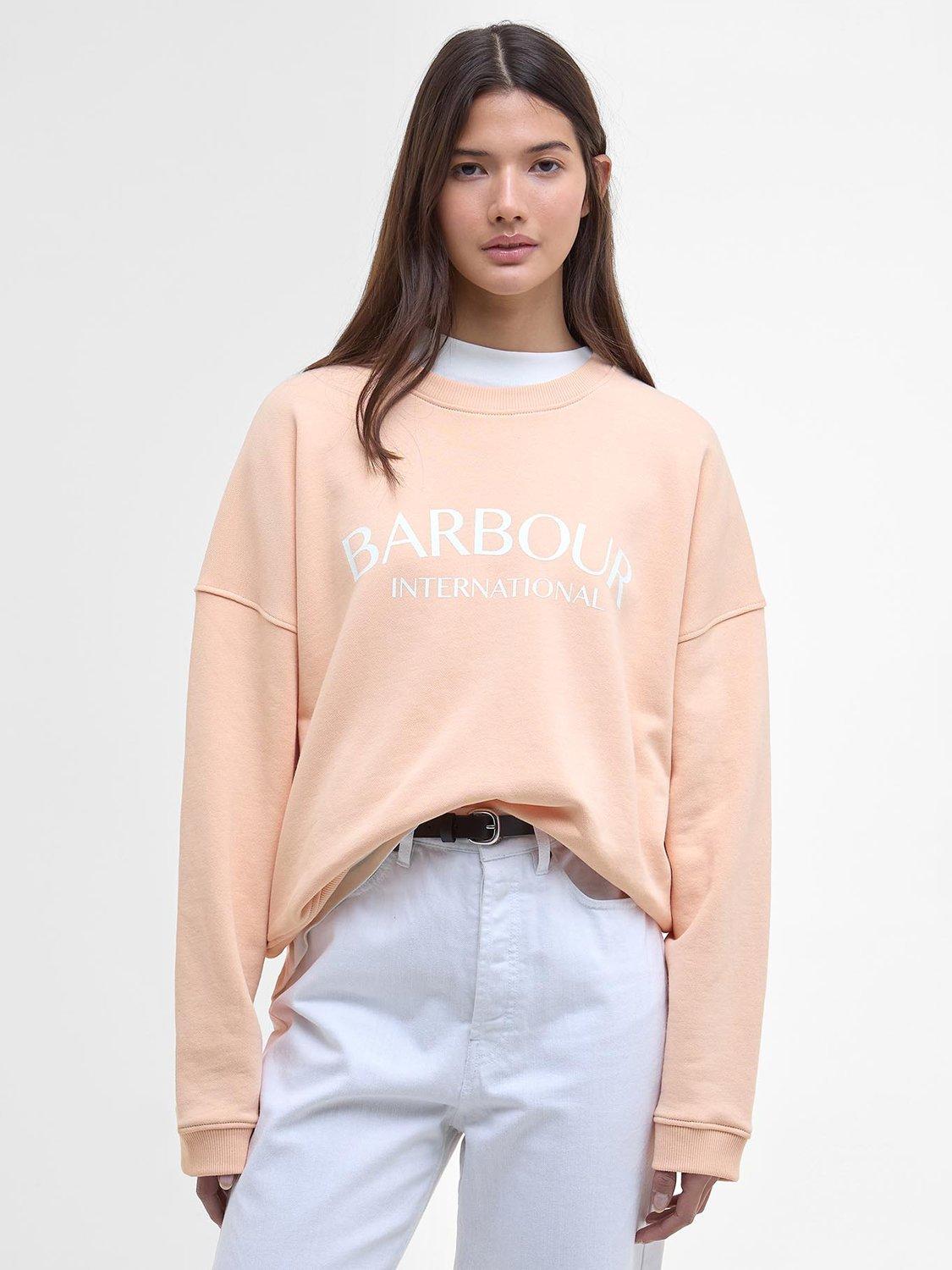 Product image 1 of 7, which shows Barbour International Cali Logo Sweatshirt, Peach Parfait, 8