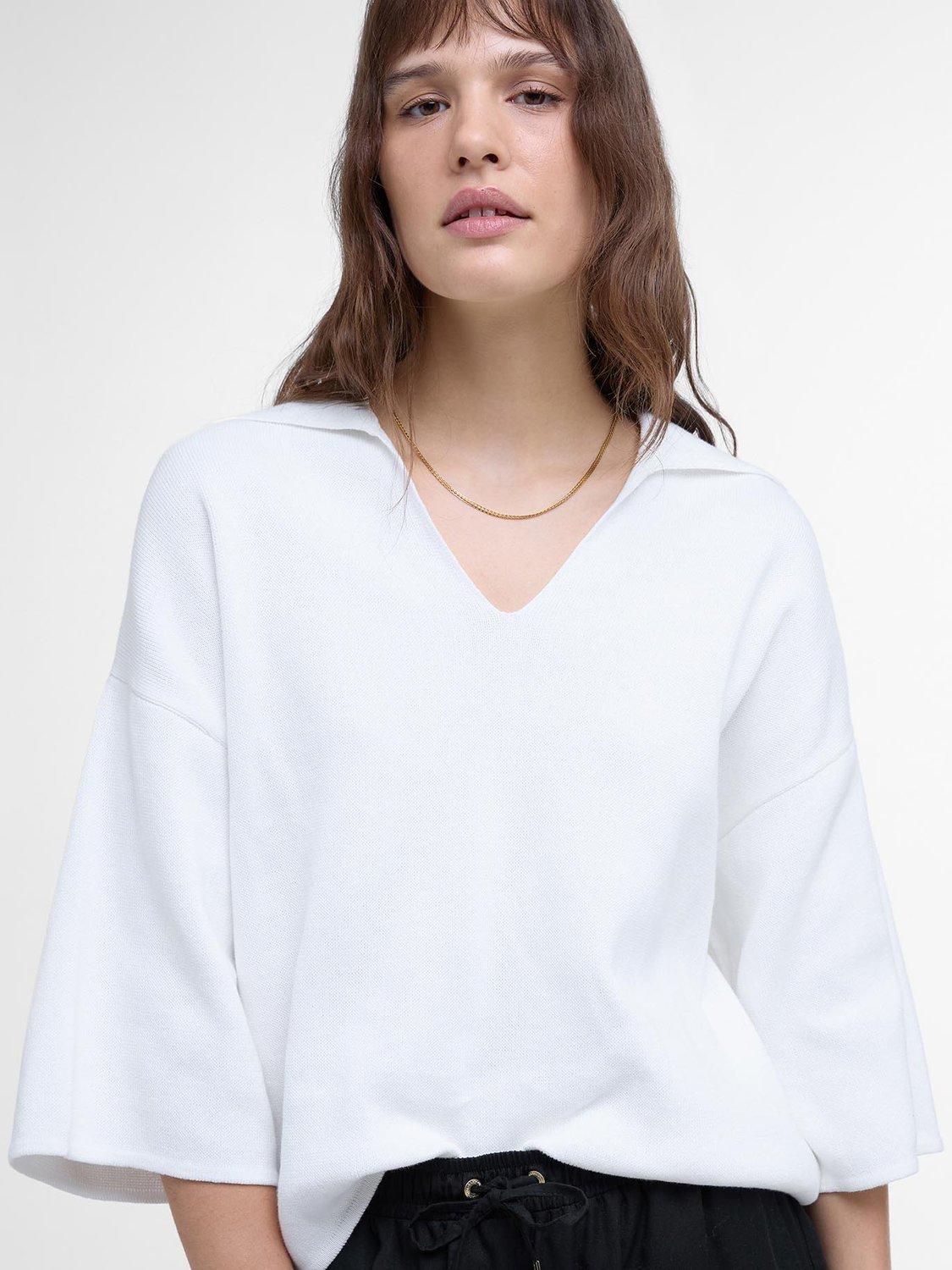 Product image 5 of 6, which shows Barbour International Natalia Knit T-Shirt, Cloud, 8