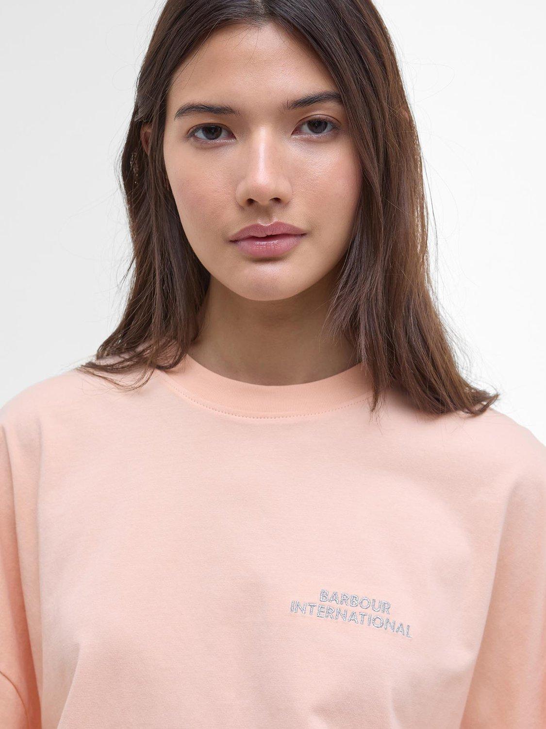 Product image 5 of 6, which shows Barbour International Palma Logo T-Shirt, Peach Parfait, 8