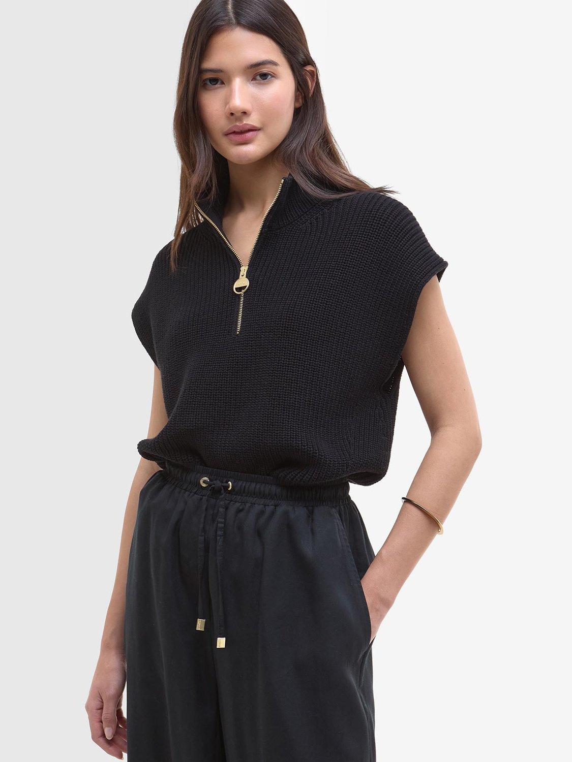 Product image 5 of 6, which shows Barbour International Clara Wide Leg Trousers, Black, 8