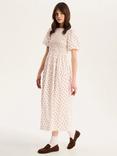 OMNES Terri Shirred Floral Midi Dress, White