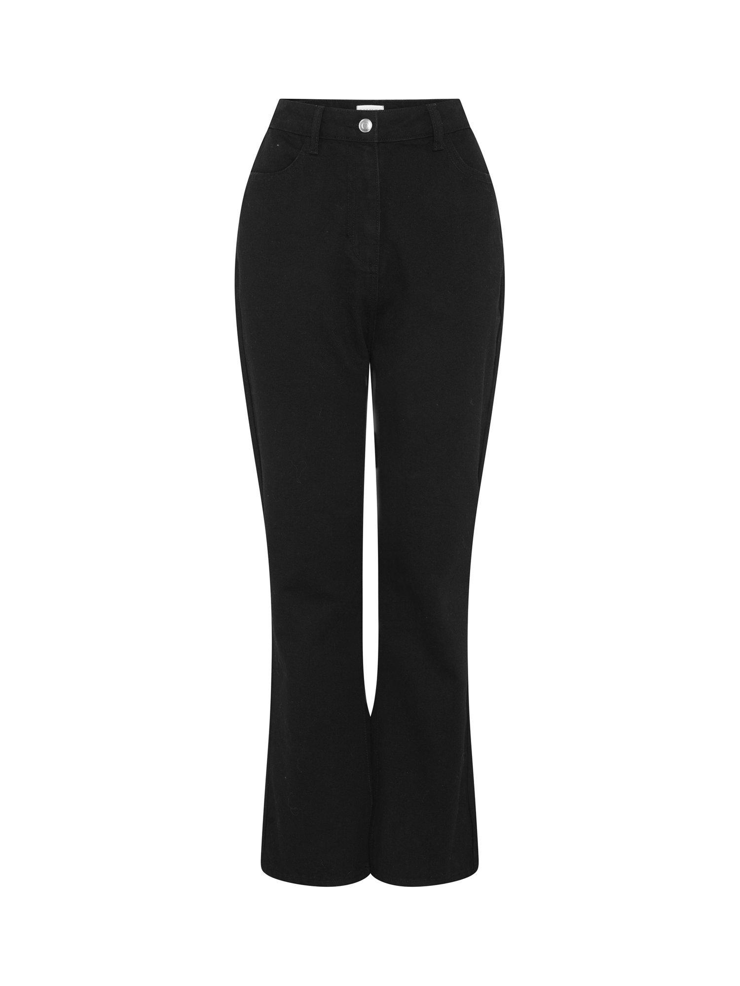 Product image 5 of 5, which shows OMNES Sarah Jane Rose Embroidery Adorned Cotton Denim Flare Jeans, Black, 6