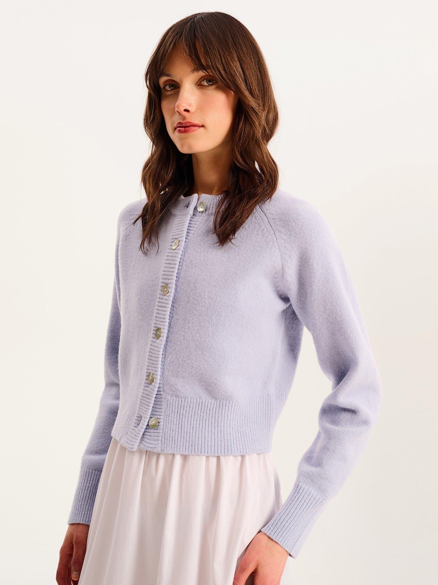 Product image 4 of 5, which shows OMNES August Long Sleeve Cardigan, Light Blue, XS