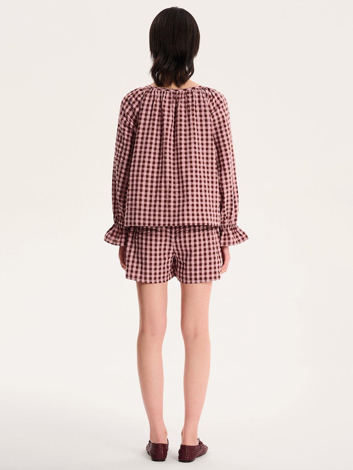 Product image 3 of 5, which shows OMNES Joshua Gingham Shorts, Pink, 6