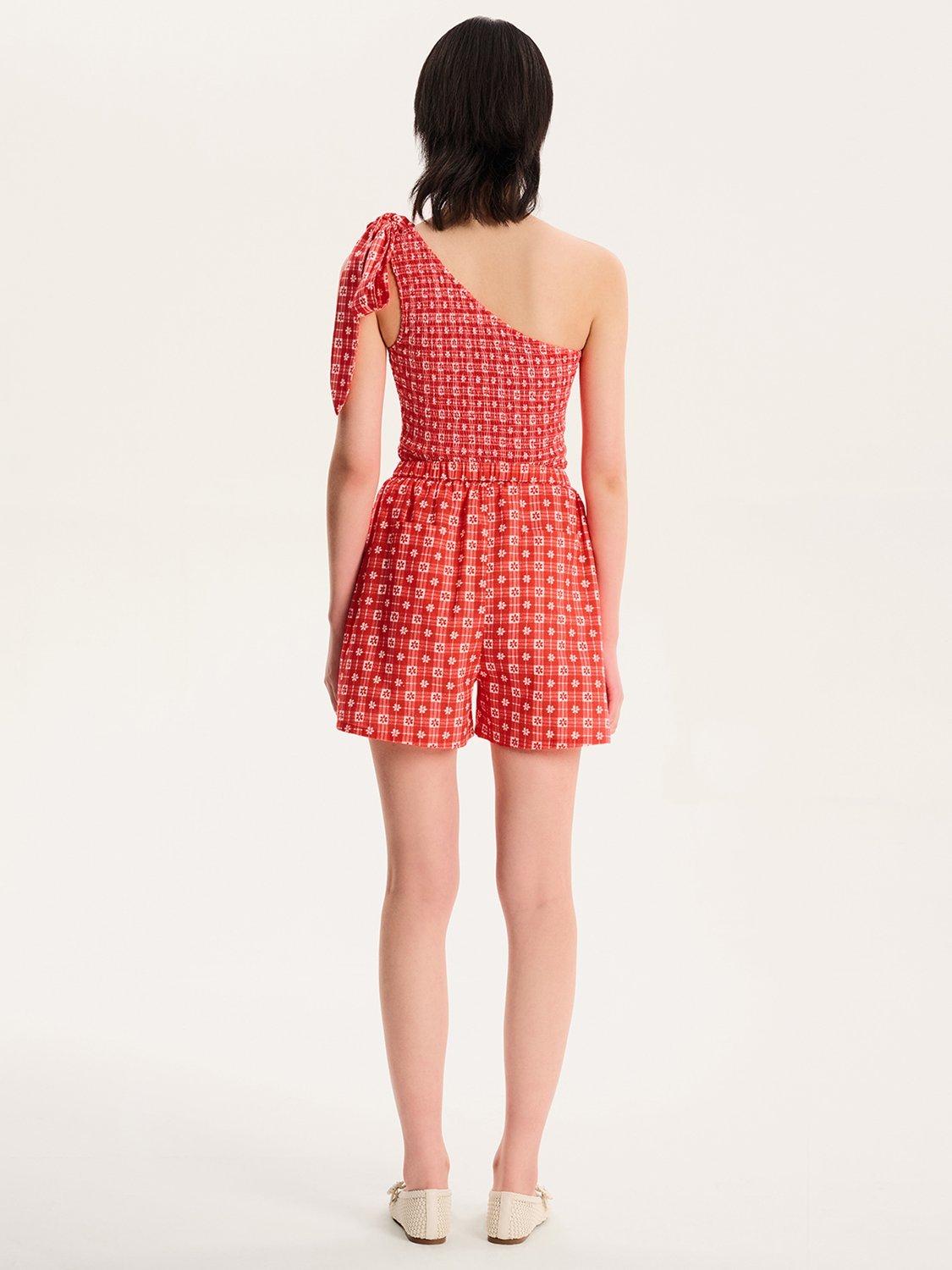 Product image 3 of 5, which shows OMNES Joshua Gingham Floral Shorts, Red, 6