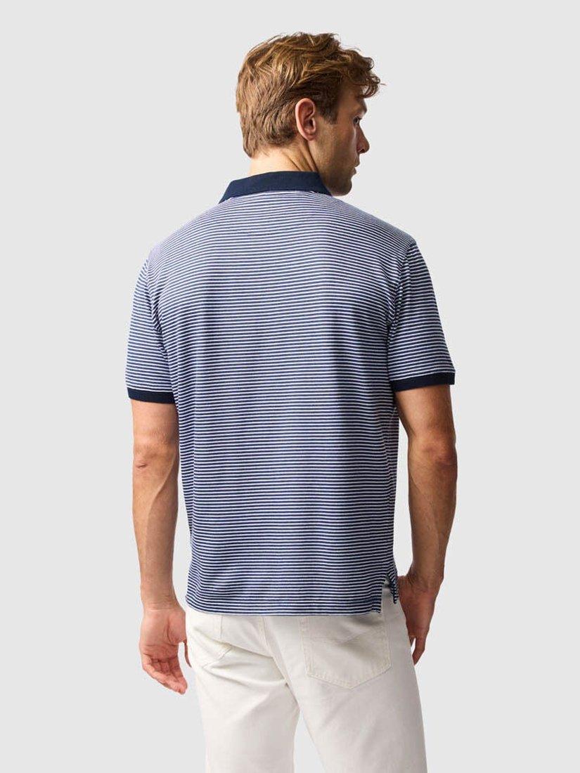Product image 3 of 6, which shows Rodd & Gunn Wye Creek Stripe Cotton Regular Fit Short Sleeve Polo Shirt, Midnight, XS