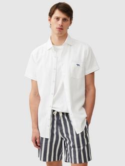 Rodd & Gunn Airtex Textured Cotton Slim Fit Short Sleeve Shirt, Blanc