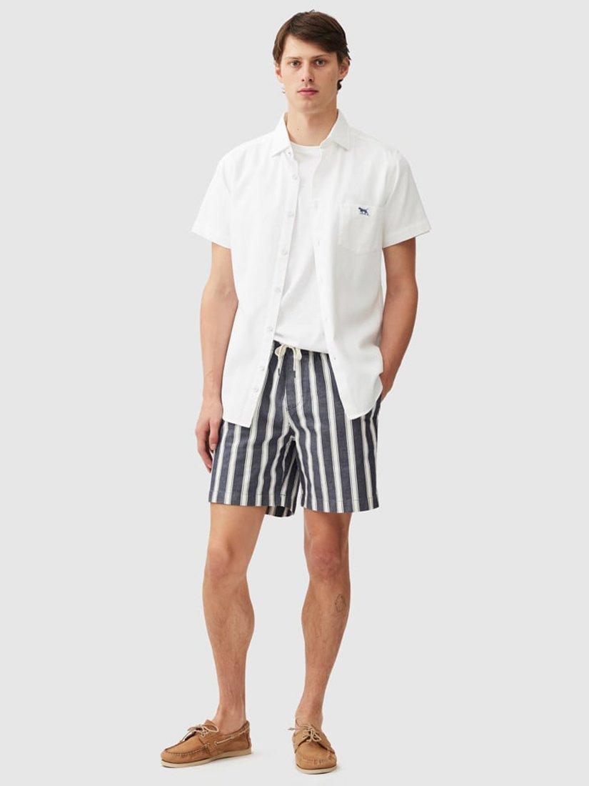 Product image 2 of 5, which shows Rodd & Gunn Airtex Textured Cotton Slim Fit Short Sleeve Shirt, Blanc, XS