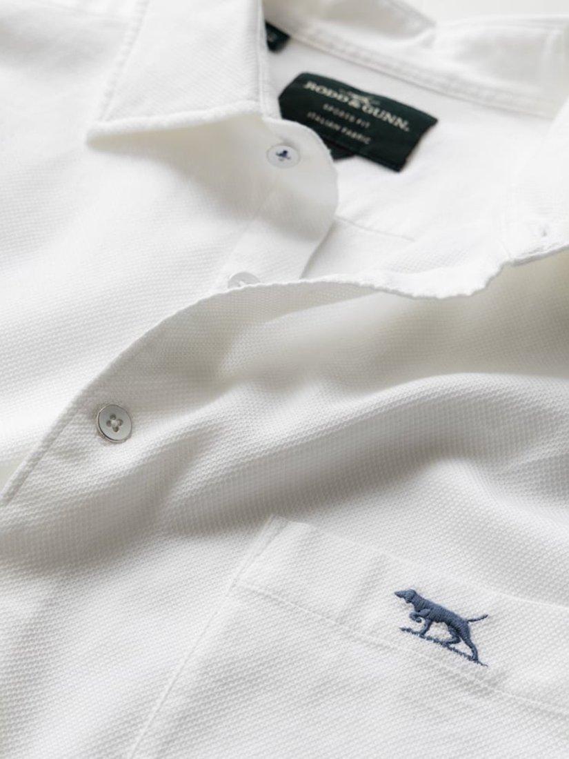 Product image 5 of 5, which shows Rodd & Gunn Airtex Textured Cotton Slim Fit Short Sleeve Shirt, Blanc, XS