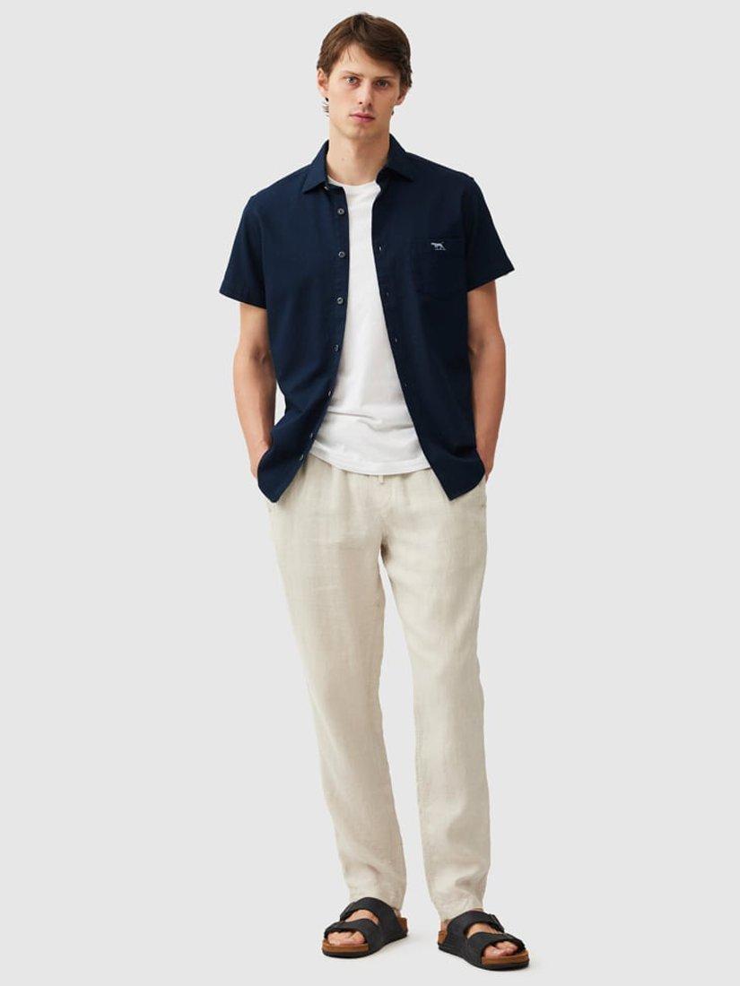 Product image 2 of 3, which shows Rodd & Gunn Airtex Textured Cotton Slim Fit Short Sleeve Shirt, Ink, XS