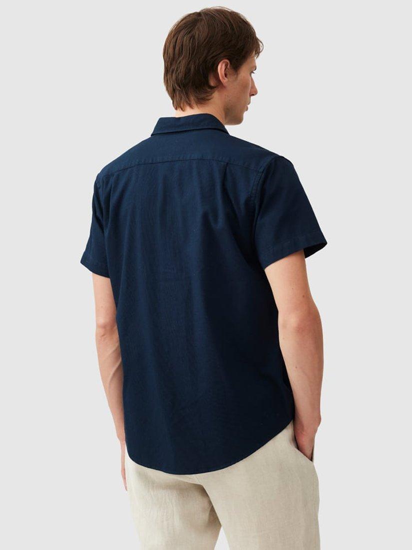 Product image 3 of 3, which shows Rodd & Gunn Airtex Textured Cotton Slim Fit Short Sleeve Shirt, Ink, XS