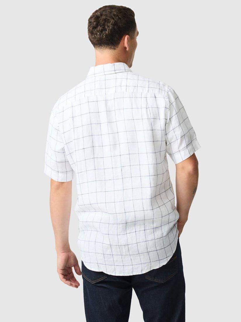 Product image 3 of 6, which shows Rodd & Gunn Avonden Check Linen Regular Fit Short Sleeve Shirt, Ivory, XS