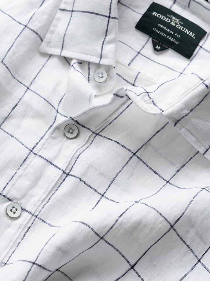 Product image 5 of 6, which shows Rodd & Gunn Avonden Check Linen Regular Fit Short Sleeve Shirt, Ivory, XS