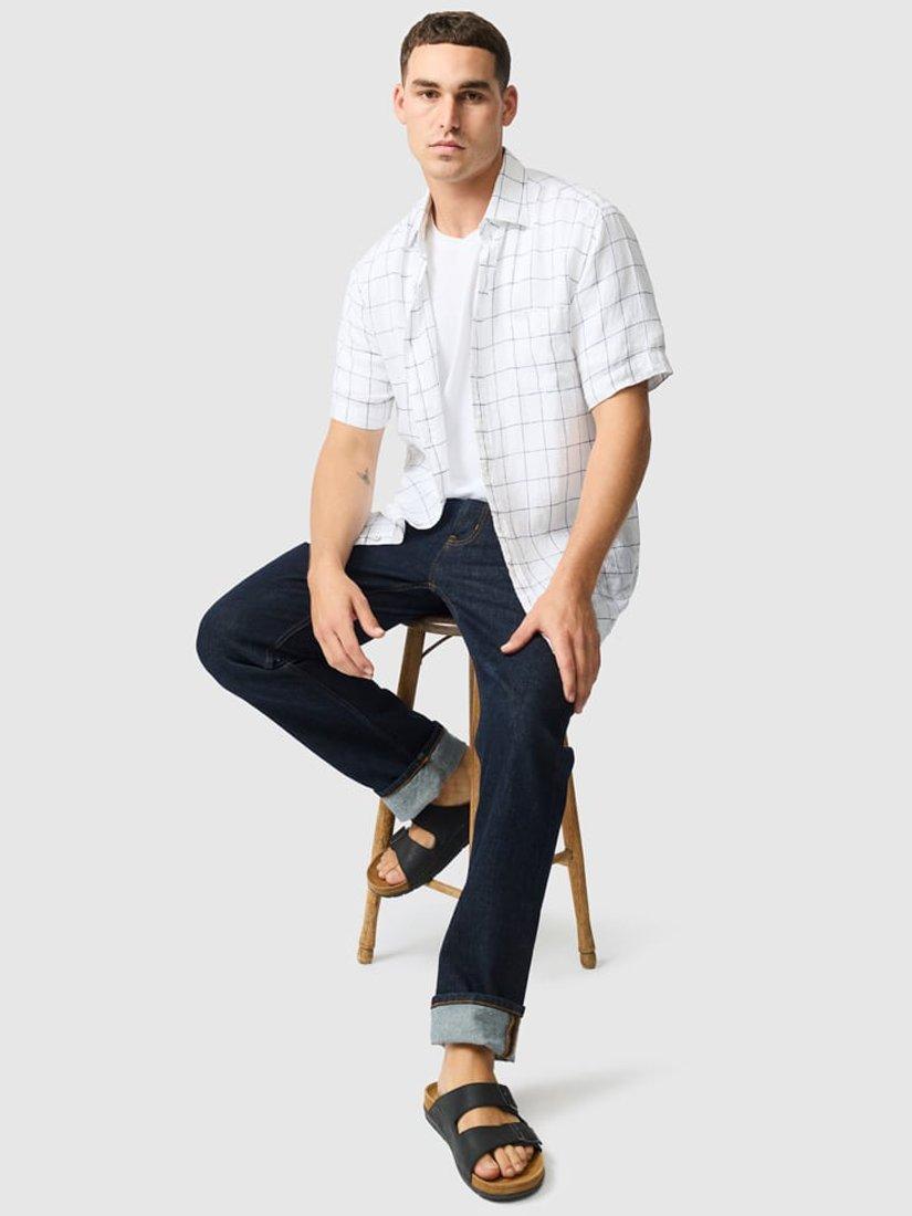 Product image 6 of 6, which shows Rodd & Gunn Avonden Check Linen Regular Fit Short Sleeve Shirt, Ivory, XS