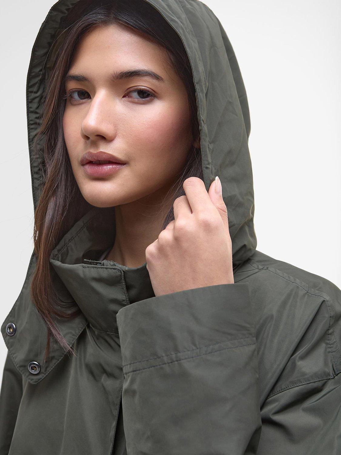Product image 6 of 9, which shows Barbour International Roxanna Showerproof Hooded Jacket, Envy, 8