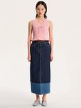 OMNES Chicago Denim Midaxi Skirt, Blue