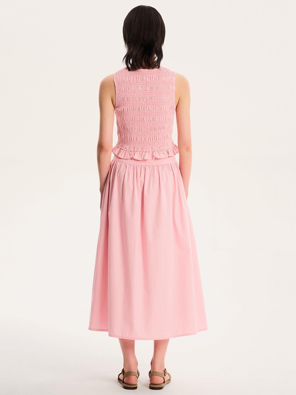 Product image 3 of 5, which shows OMNES Darcie Drop Waist Midi Skirt, Pink, 6