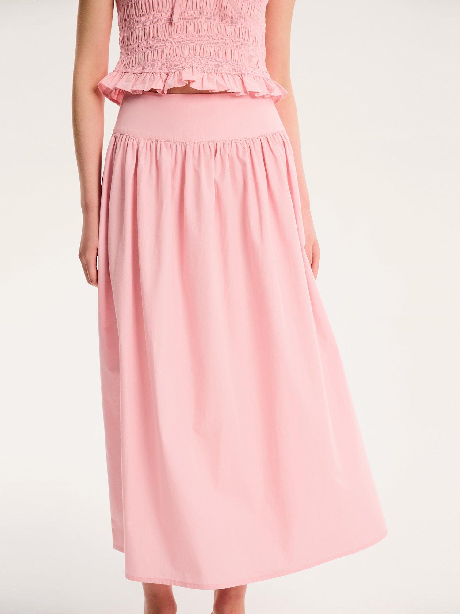 Product image 4 of 5, which shows OMNES Darcie Drop Waist Midi Skirt, Pink, 6