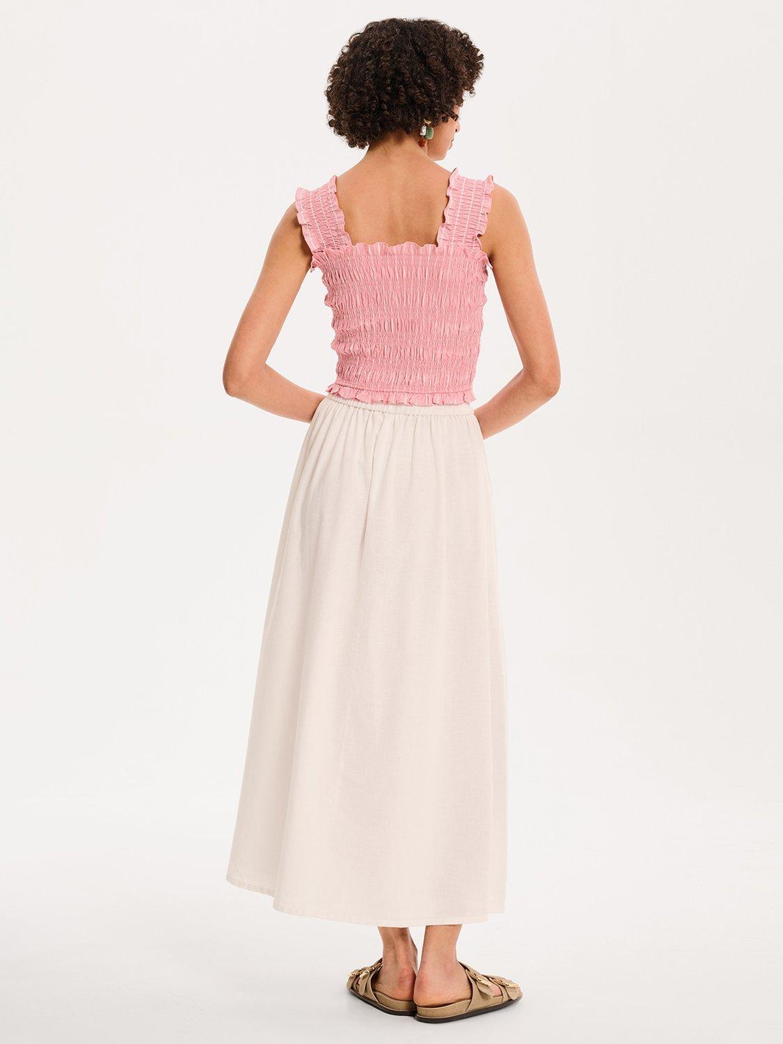 Product image 3 of 5, which shows OMNES Jolie Smock Waist Skirt, White, 4