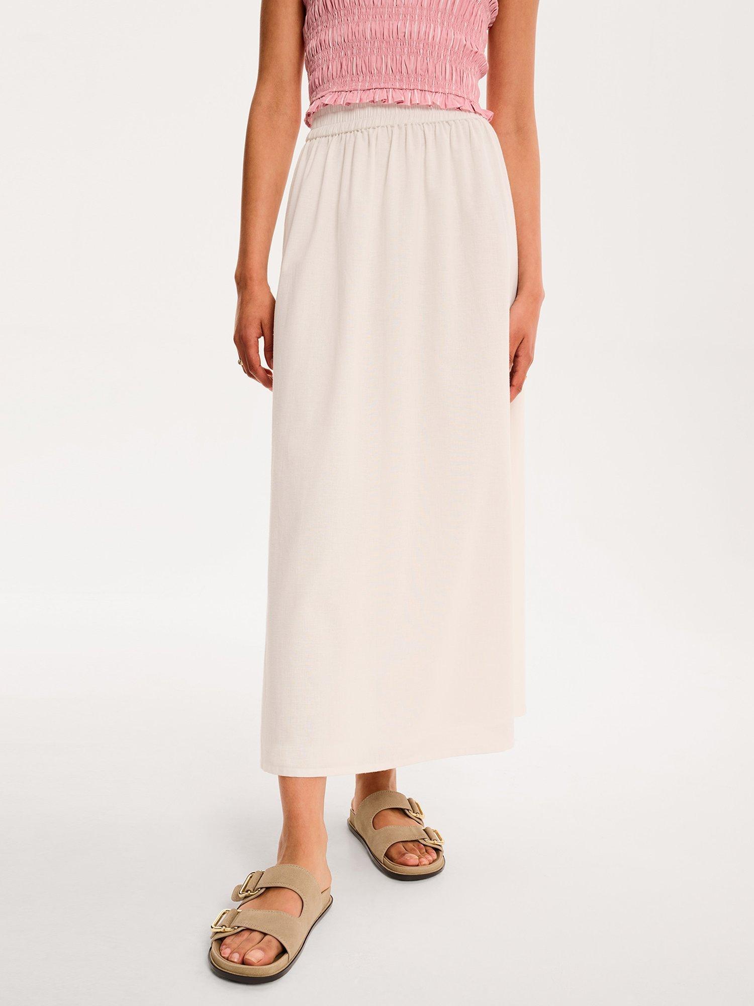 Product image 4 of 5, which shows OMNES Jolie Smock Waist Skirt, White, 4