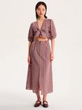 OMNES Olive Gingham Midi Skirt, Pink