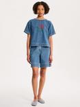 OMNES Cally Cross-Stitch Rose Denim Top, Blue