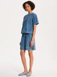 OMNES Cally Cross-Stitch Rose Denim Top, Blue
