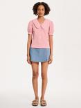 OMNES Kyra Peter Pan Collar Stripe Shirt, Pink