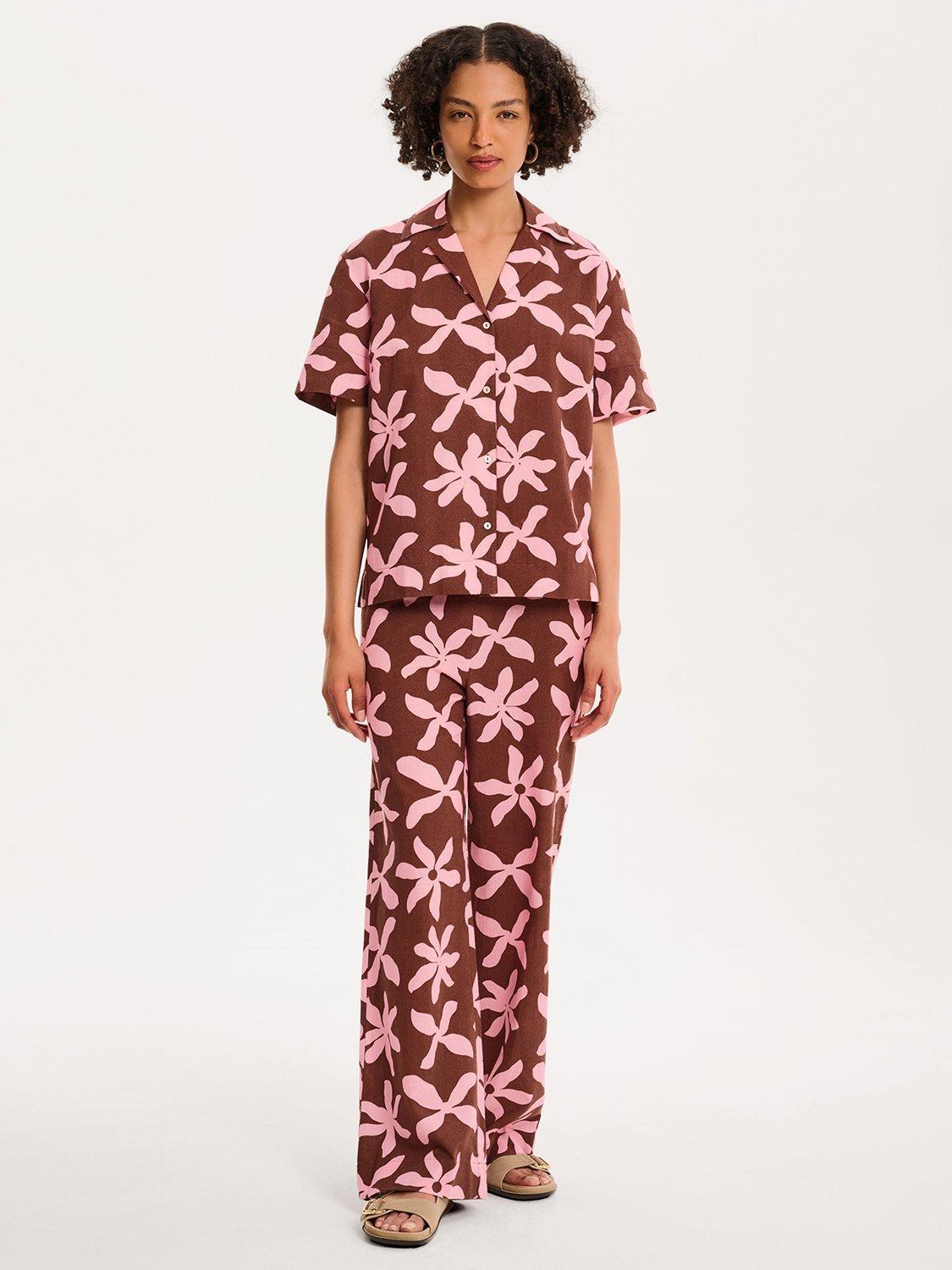 Product image 1 of 5, which shows OMNES Oaklyn Oversized Floral Shirt, Pink, 4