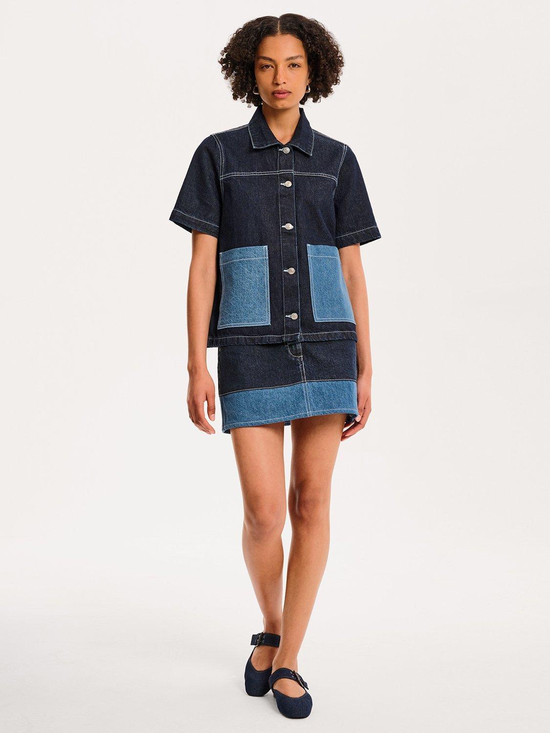 Product image 2 of 4, which shows OMNES Ronnie Oversized Denim Shirt, Blue, 6
