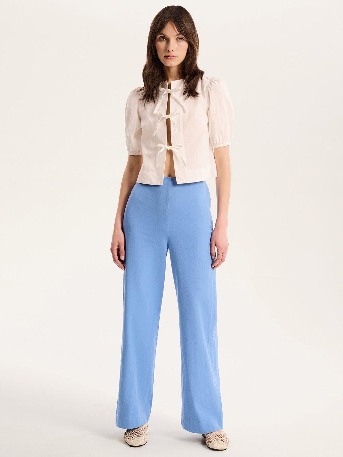 Product image 2 of 5, which shows OMNES Tommy Palazzo Trousers, Blue, 6