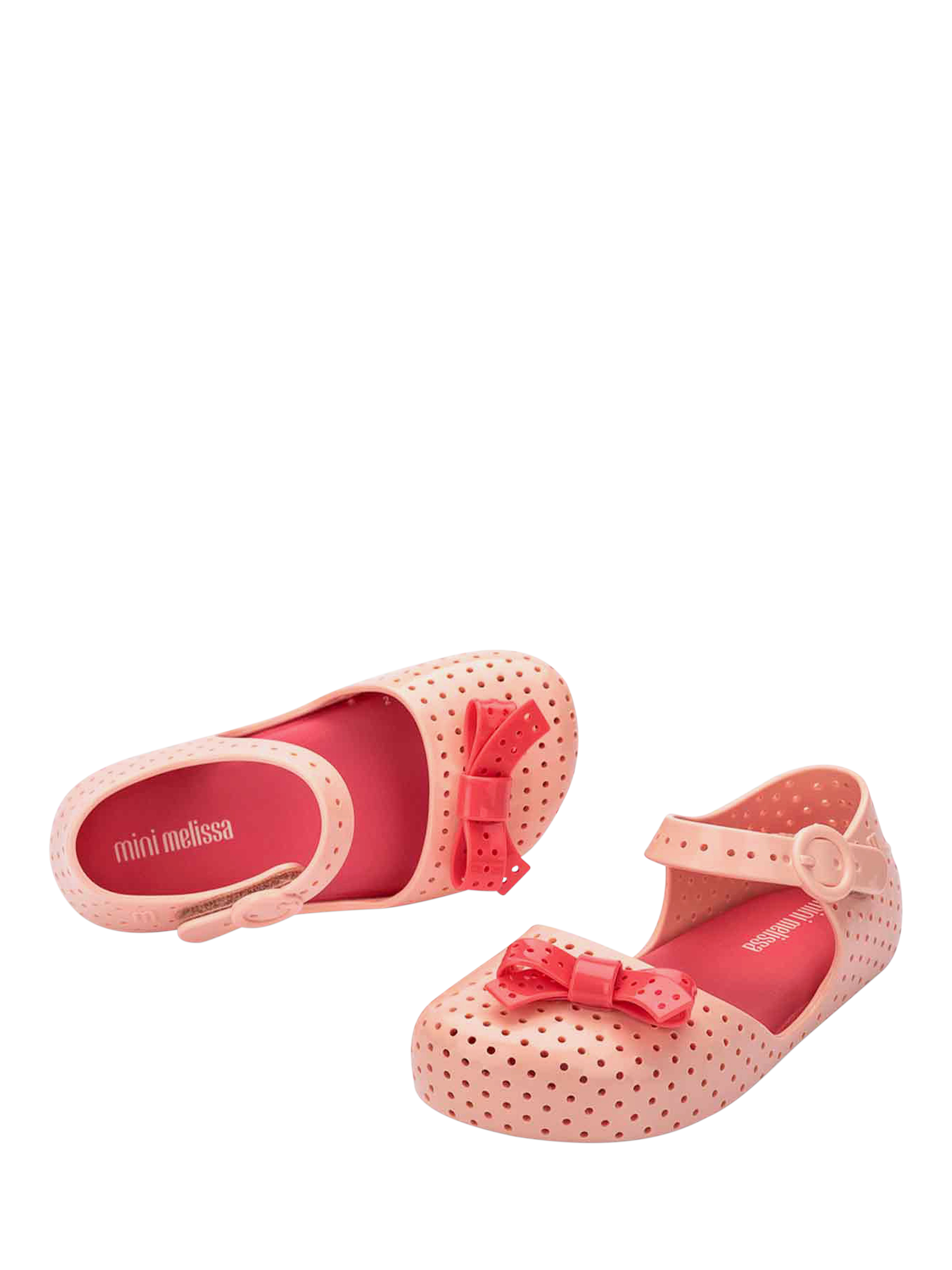 Product image 2 of 4, which shows Mini Melissa Baby Furadinha Pop Shoes, Beige/Red, 4 Jnr