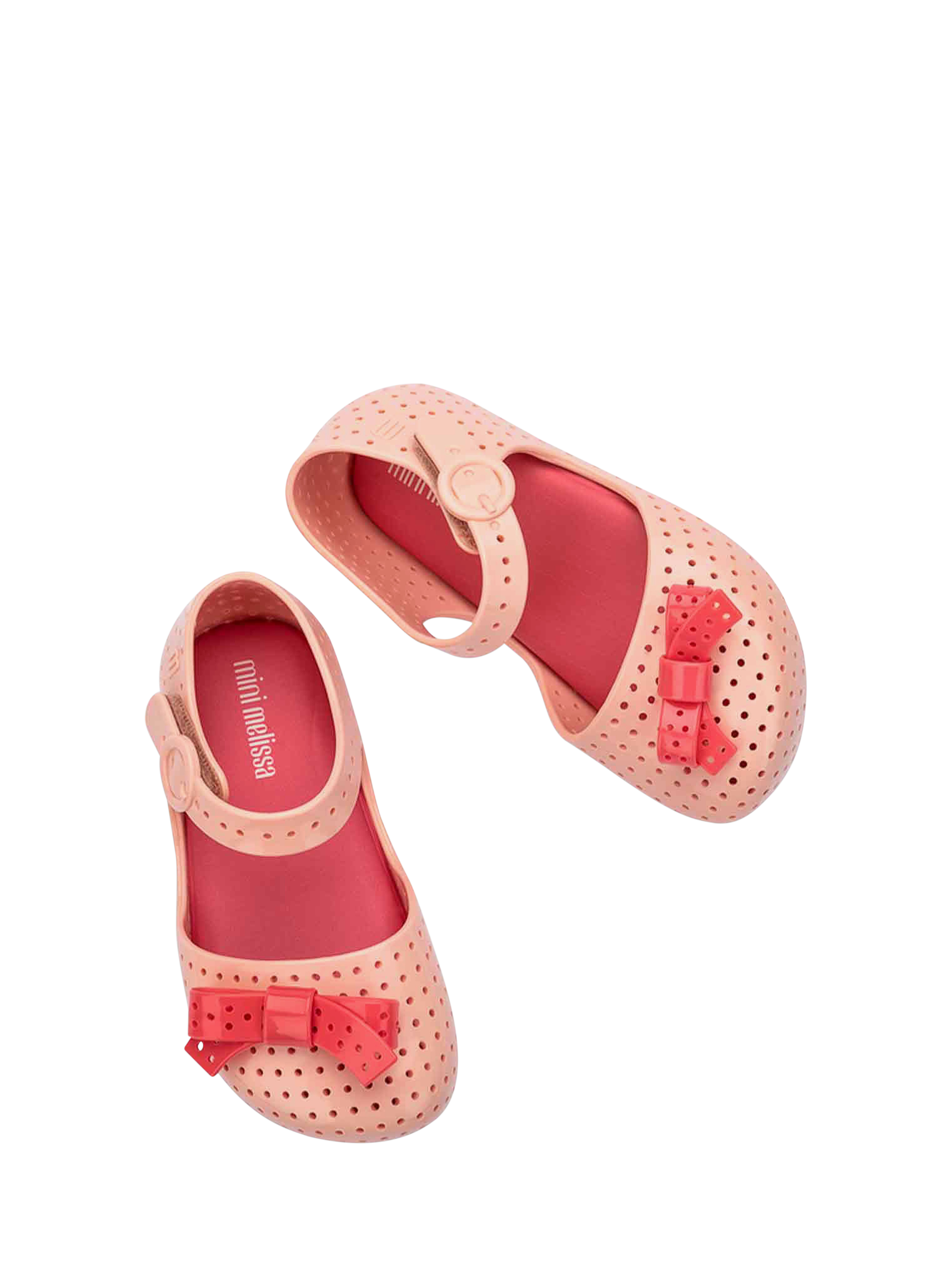 Product image 3 of 4, which shows Mini Melissa Baby Furadinha Pop Shoes, Beige/Red, 4 Jnr