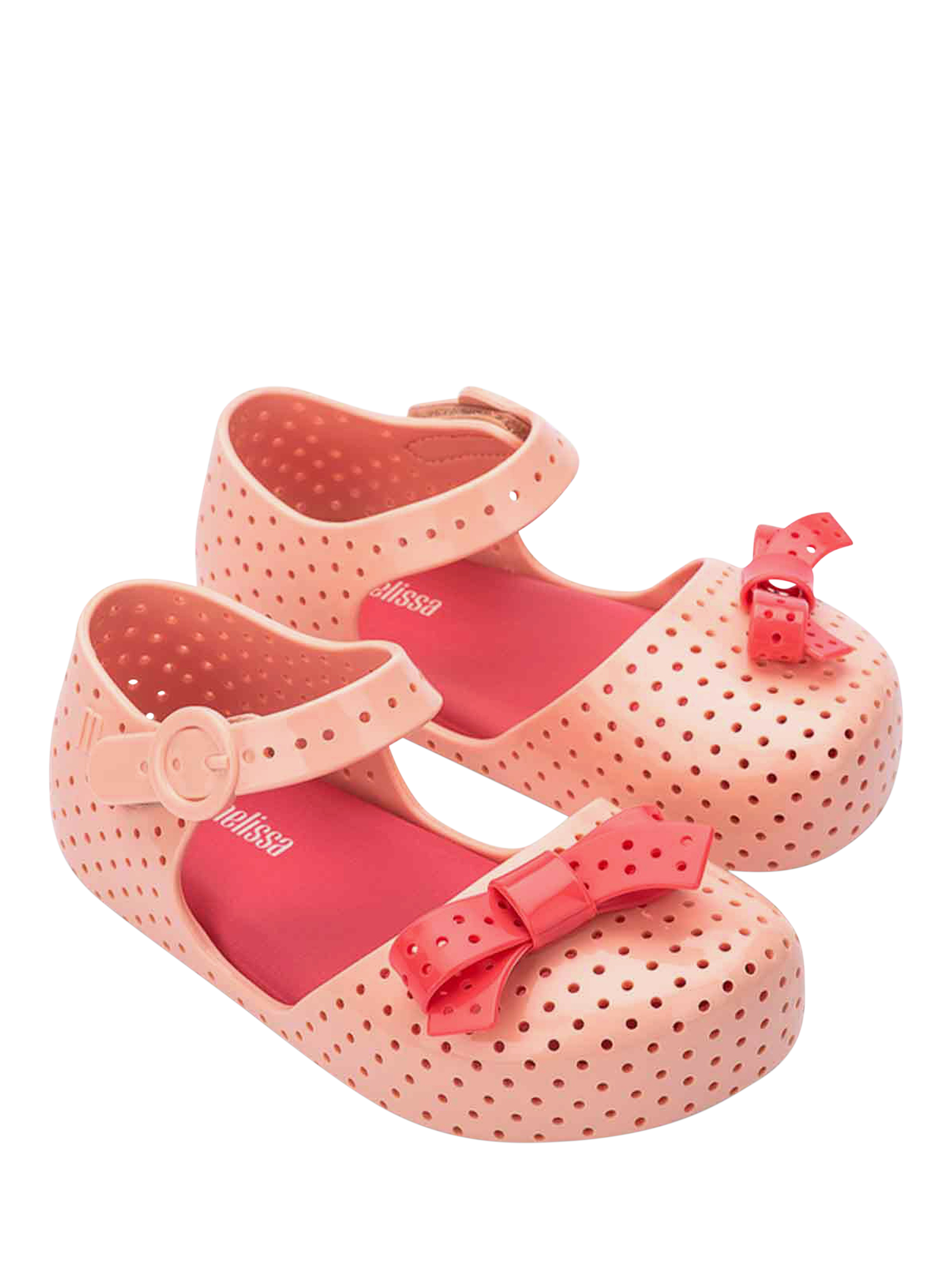 Product image 4 of 4, which shows Mini Melissa Baby Furadinha Pop Shoes, Beige/Red, 4 Jnr