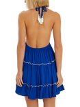 Accessorize Contrast Stitch Halter Mini Dress, Cobalt