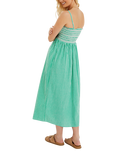 Accessorize Palm Embroidered Stripe Midi Dress, Green