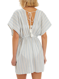 Accessorize Embroidered Stripe Mini Kaftan, Blue/Off White